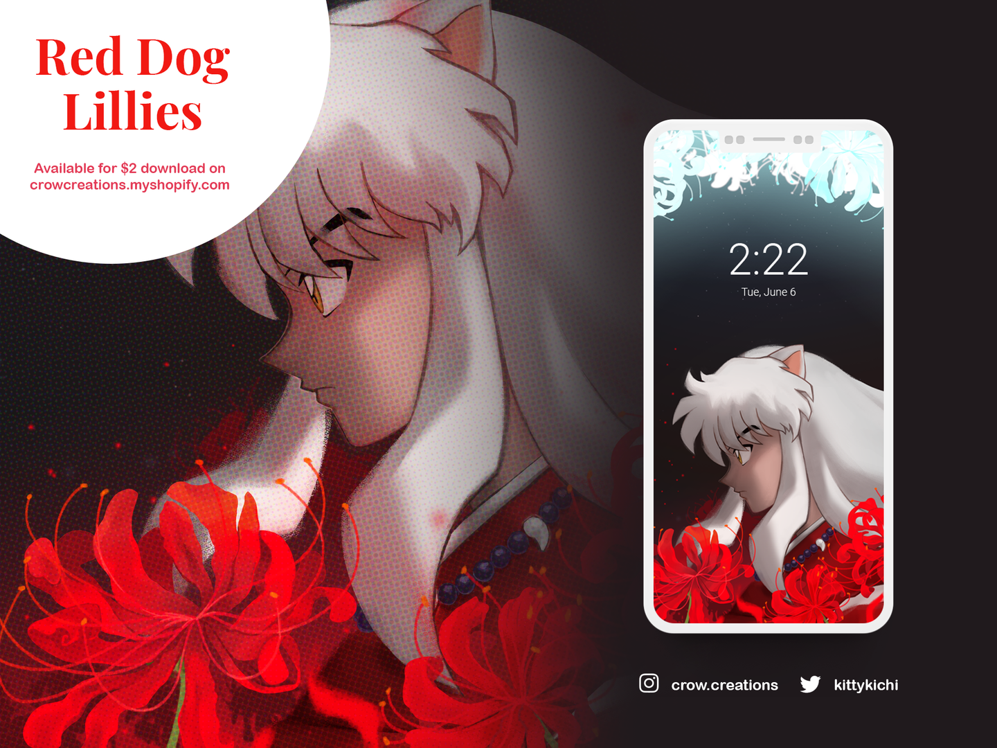 Phone and Desktop Wallpaper: Inuyasha Red Dog Lillies