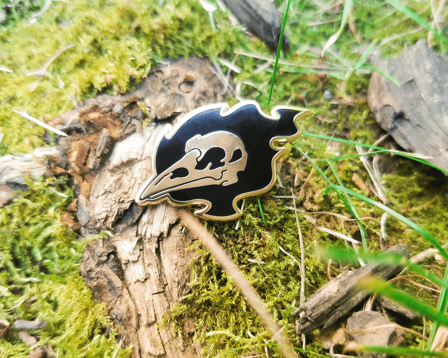 Skull Crow Enamel Pin