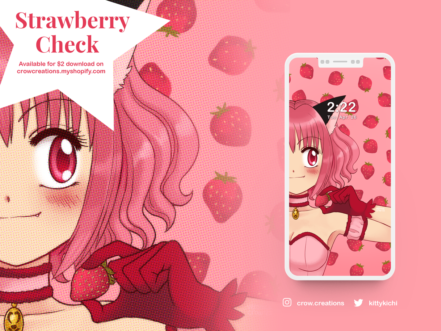 Phone Wallpaper: Strawberry Check